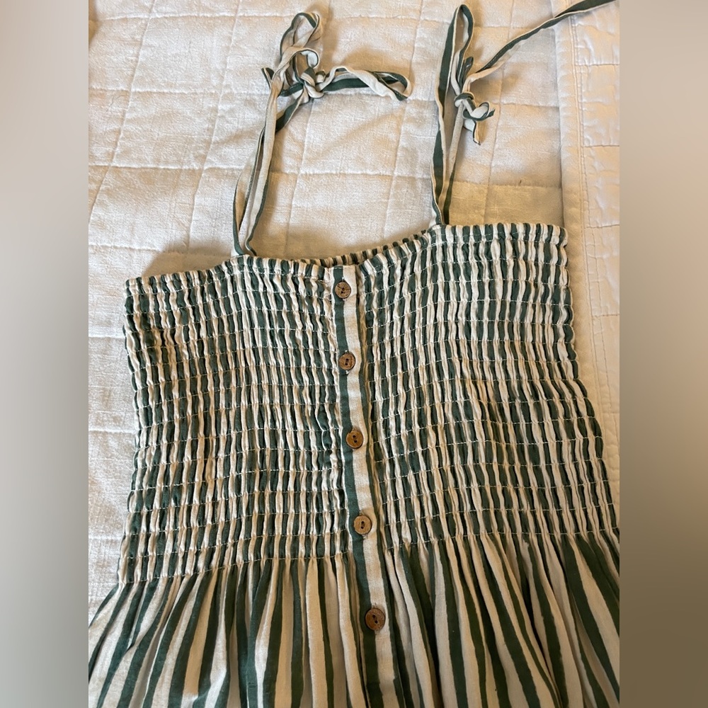 Emerson Fry green and white striped sun dress